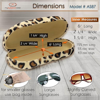 MyEyeglassCase - Large Sunglasses Case - Hard Glasses Case Holder w/Pouch & Cloth - Eyeglass Case Aviator Frames Men & Women