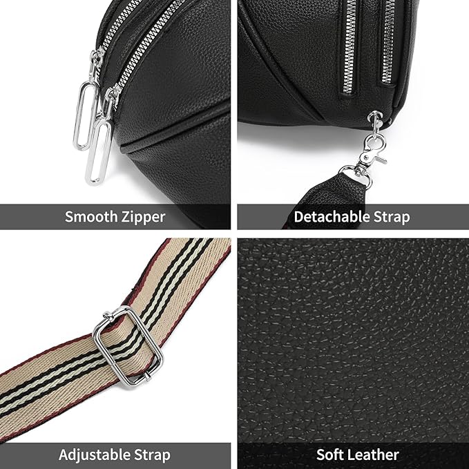 GAEKEAO Crossbody Bum Bags for Women Vegan Leather Fanny Packs Belt Bag Trendy Cross Body Purse Travel