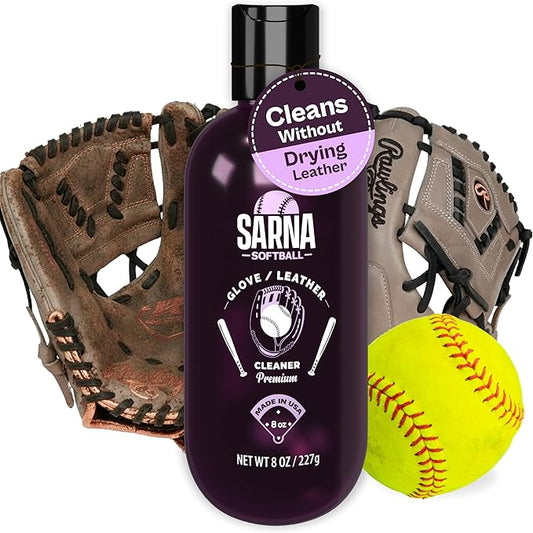 SARNA BASEBALL Glove Conditioner, Liquid, 8 Oz – Water-Based, Non-Darkening, No Sticky Residue – Glove Conditioner for Mitts, Baseball & Softball Gear Made in USA