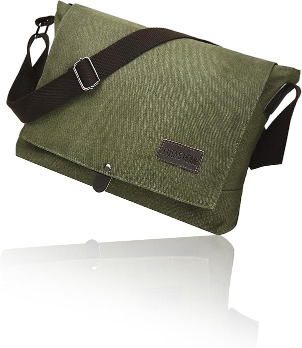 Cota's home Canvas Messenger Bag for Men, Fits 14 Inch Laptop & A4 Documents, Large Capacity Crossbody Shoulder Bag