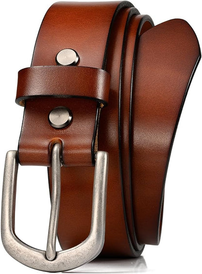 WOLFANT Men's 1.5" Top Full Grain Leather Belt in Gift Box,100% Italian Real Solid Leather