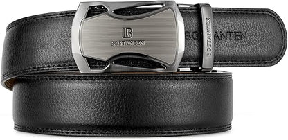 BOSTANTEN Mens Belt Leather Ratchet Belt For Men Dress and Casual with Adjustable Buckle, Trim to Fit
