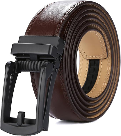 Tonywell Mens Leather Ratchet Belts with Click Buckle Perfect Fit Dress Belt 30mm Wide