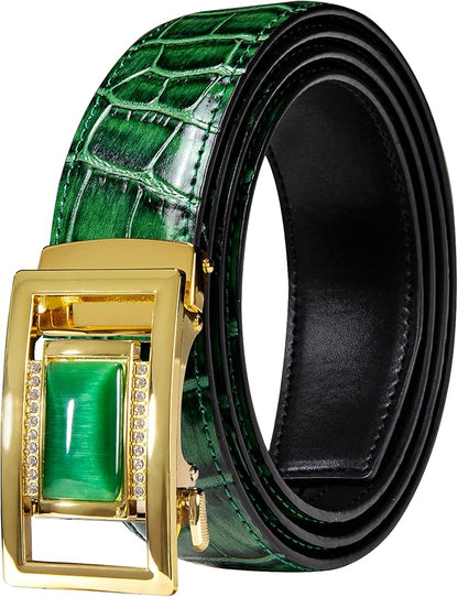 Barry.Wang Mens Belts Leather Ratchet Automatic Buckle Slide Click 1 3/8" Designer Dress Fashion Classic Casual Work Business