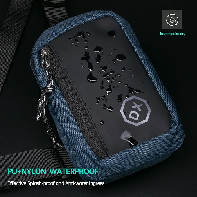 Long Keeper Mini Sling Bag - Women Men Vegan Leather Crossbody Phone Bag Waterproof Travel Running Chest Bag Casual Daypack
