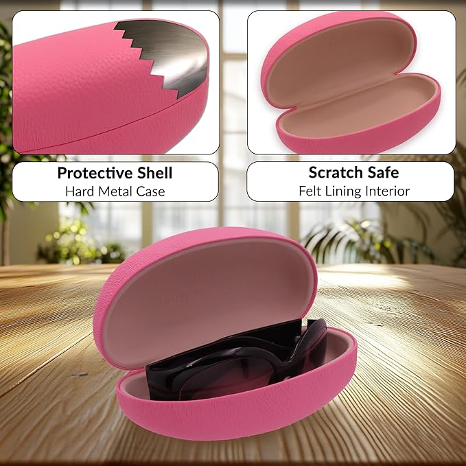 MyEyeglassCase® Large Hard Sunglasses Case | fits Large curved Sunglasses, with microfiber bag and cleaning cloth
