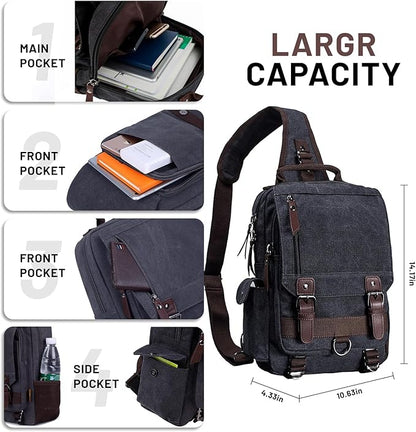 mygreen Canvas Cross Body Messenger Bag Shoulder Sling Backpack Travel Rucksack