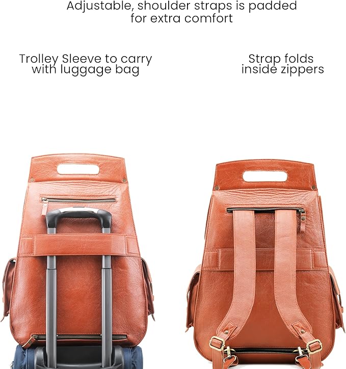 Handmade World Full Grain Leather Backpack for Men – Business Computer Backpack Fits Upto 17” Laptop, Office Work Travel Bag