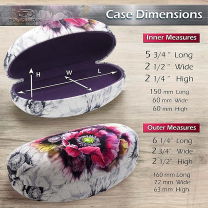 MyEyeglassCase® Large Hard Sunglasses Case | fits Large curved Sunglasses, with microfiber bag and cleaning cloth