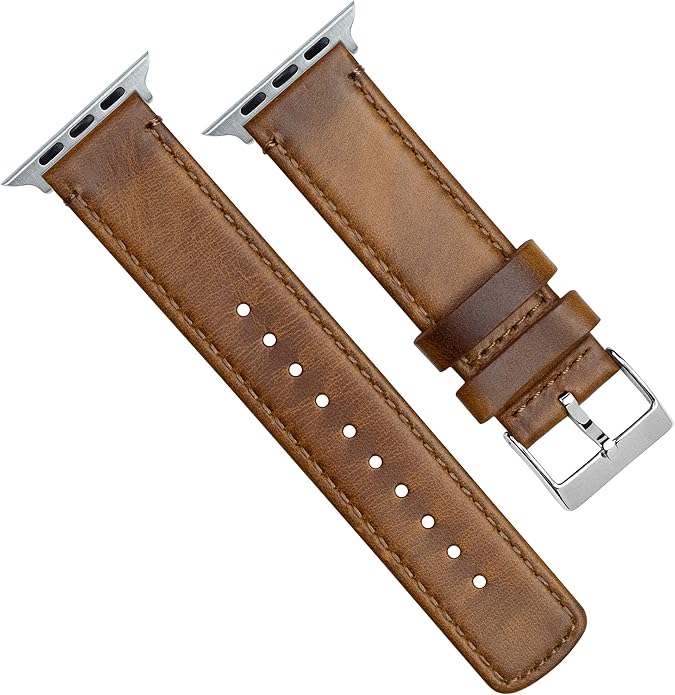BARTON WATCH BANDS - Top Grain Leather Watch Bands Compatible with Apple Watch Models - 1, 2, 3, 4, 5, 6, 7, 8, 9, 10, SE, Ultra & Ultra 2