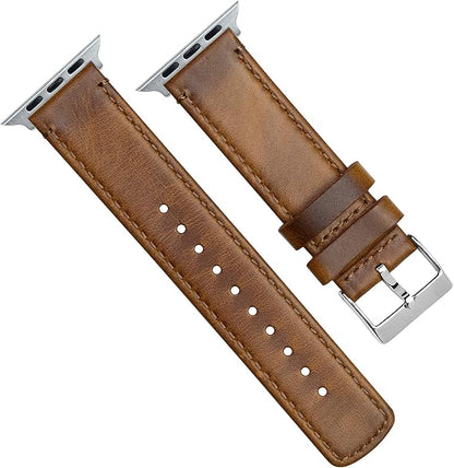 BARTON WATCH BANDS - Top Grain Leather Watch Bands Compatible with Apple Watch Models - 1, 2, 3, 4, 5, 6, 7, 8, 9, 10, SE, Ultra & Ultra 2