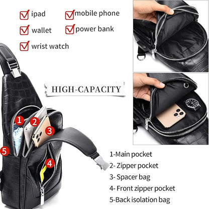 FSD.WG】sling Backpack for Men Chest Bag Crossbody Shoulder Bags Travel Bag Purse for Men with Water Resistant