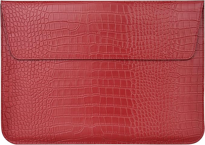 MOSISO Laptop Case 13 inch, 13 inch Laptop Sleeve Compatible with MacBook Neo 13 A18 Pro A3404 Air M4 M3 M2 M1 2026-2018 / Pro M2 M1 2026-2016, Crocodile Grain PU Leather Flap Case Bag, Red