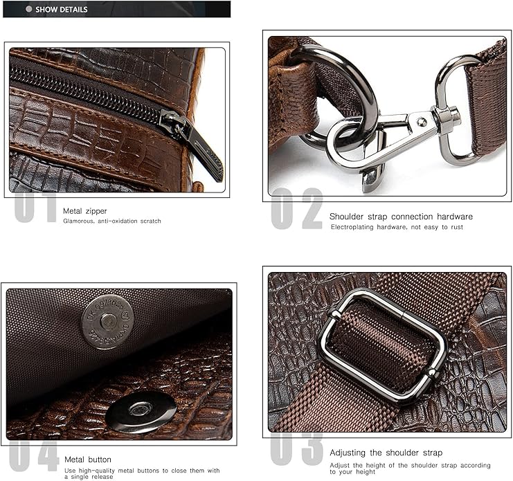 Mens Crossbody Bag, Leather Messenger Shoulder Bag for Women Men Purse Travel Work Business | Leather, Messenger, Purse, Travel, Work, Business