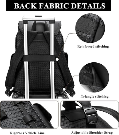 KingTo Laptop Backpack for Men Luxury Anti-Theft Travel Backpack Casual Business Waterproofing Computer Bag (A-woven black-1)
