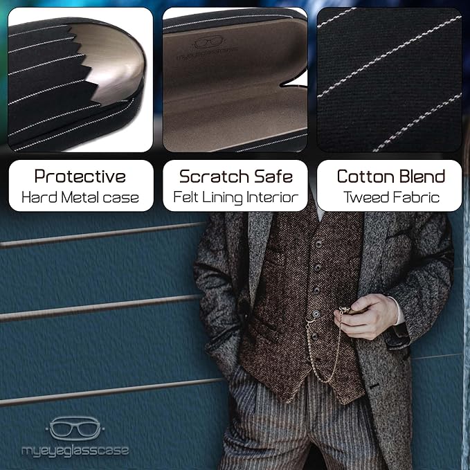 MyEyeglassCase - Large Sunglasses Case - Hard Glasses Case Holder w/Pouch & Cloth - Eyeglass Case Aviator Frames Men & Women