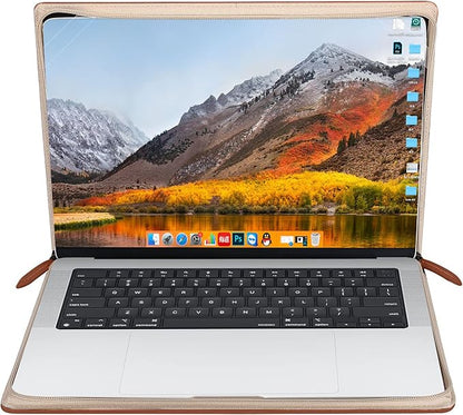 MOSISO Compatible with MacBook Pro 14 inch Case 2025-2021 M5 A3434 M4 A3112 A3185 A3401 M3 A2918 A2992 M2 A2779 M1 A2442, PU Leather Laptop Sleeve Vintage Zippered Protective Case Cover, Brown