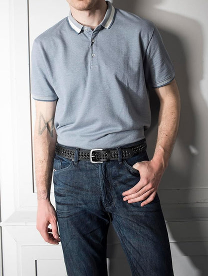 MILORDE Leather Braided Belts for Men, Handmade, Causal Woven Leather Jeans daily wear