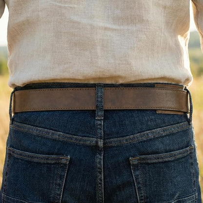 BC Belts Leather Belt Strap with Vintage Distressed Texture 1.5" Wide with Snaps and without Buckle
