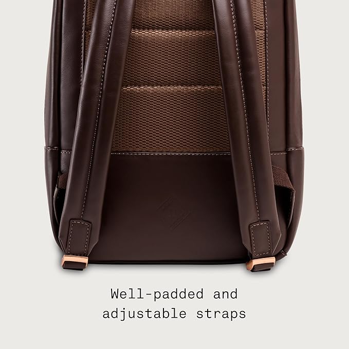 Nordweg Nomad Leather Laptop Backpack NW089A – Lightweight Daypack for Work & Travel – Fits Laptops up to 15.6” (Brown)