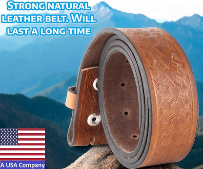 F&L CLASSIC Western Belt without buckle for men – Full Grain Leather Cowboy Belts for jeans - One Piece Leather strap belt