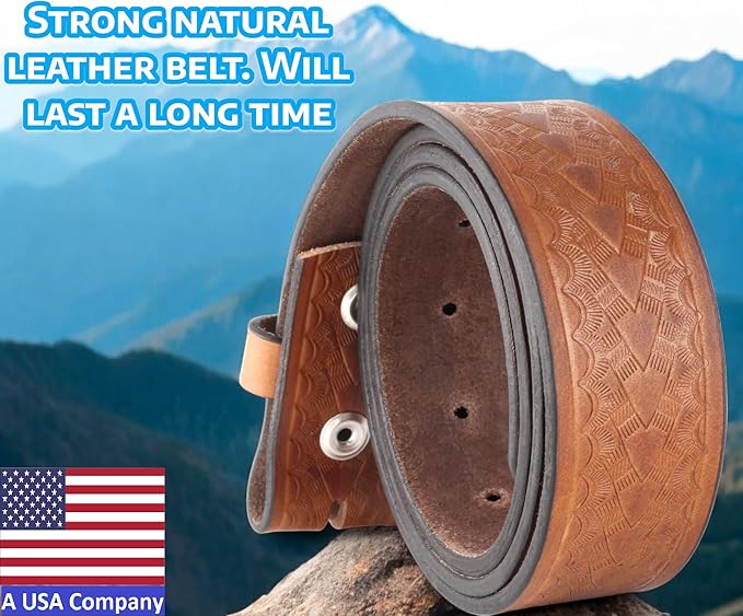 F&L CLASSIC Western Belt without buckle for men – Full Grain Leather Cowboy Belts for jeans - One Piece Leather strap belt