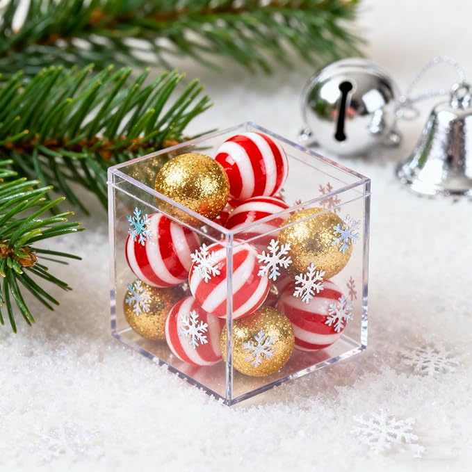 Acrylic Box Clear Acrylic Square Cube Display Boxes, Multi-Purpose Box Container Acrylic Boxes with Lids for Gifts Weddings Valentine's Day Party Favors Candy and Jewelry Storage Box