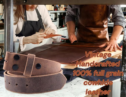 F&L CLASSIC Belt for buckle men Snap on Strap Full Grain One Piece Leather no buckle,1 1/2" Wide, USA