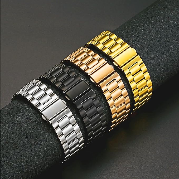 Moran Stainless Steel Watch Band Quick Release Replacement Metal Strap 20mm 22mm for Men Women (Silver+Folding Clasp, 22mm)