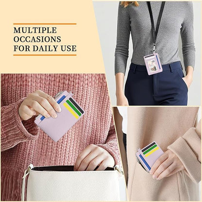Hancynir Minimalist Small Wallet Women Credit Card Holder, RFID Blocking Slim Mini Card Wallets Cute Front Pocket PU Leather Card Case Thin Travel Zipper Coin Cash Ladies Female Wallet Gifts