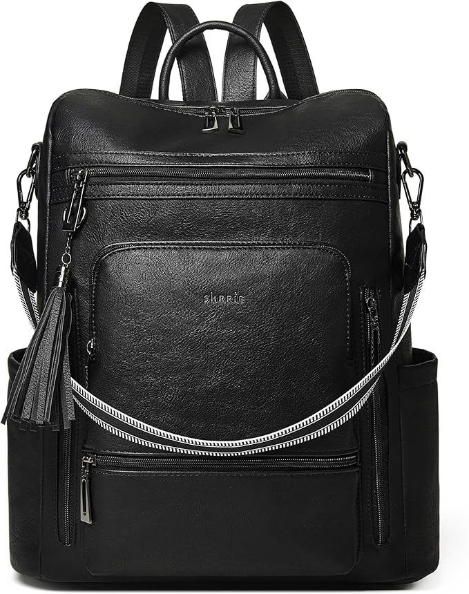 Shrrie Vegan Leather Laptop Backpack for Women 15.6 inch Work Backpack Fashion Travel Backpack Purse for Travel College Work