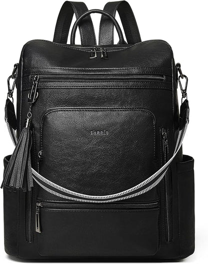 Shrrie Vegan Leather Laptop Backpack for Women 15.6 inch Work Backpack Fashion Travel Backpack Purse for Travel College Work