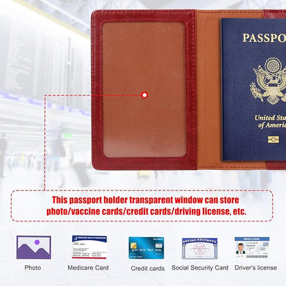 TIGARI Passport Holder for Travel Women Men, Valentines Day Gifts PU Leather Wallet Cover Case Sleeve, Waterproof Protected Document Organizer, Vacation Plane Cruise Travel Essentials