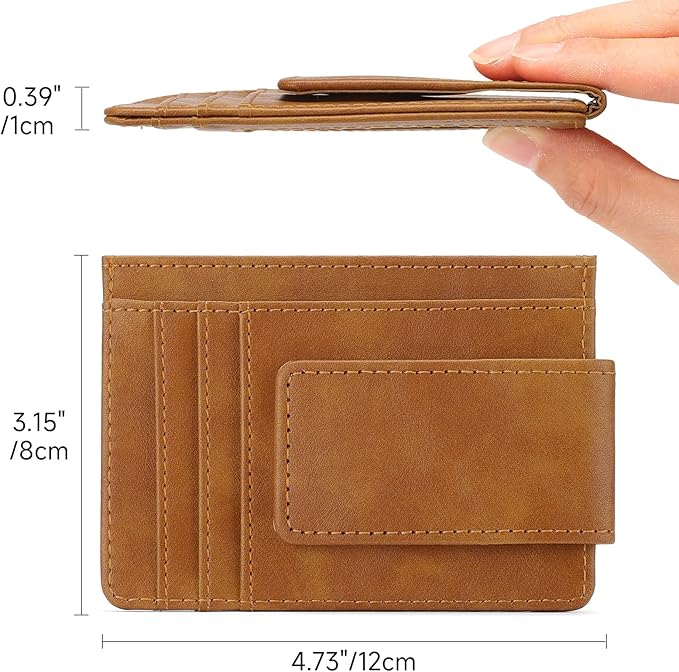 Magnetic Closure Slim Wallet for Men Leather RFID Blocking Minimalist Front Pocket Money Clip Wallet Credit Card Holder