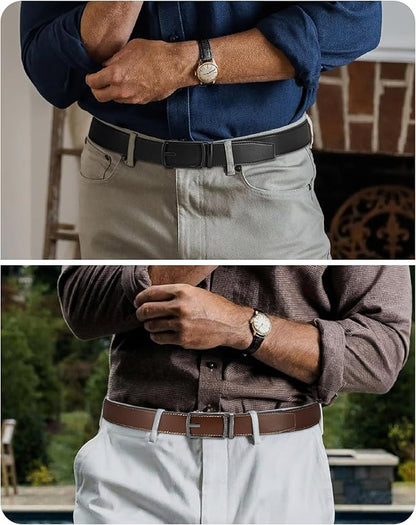 CHAOREN Mens Belt Leather Ratchet Belt 2 Pack - Customizable Fit, Effortless Style (35mm)