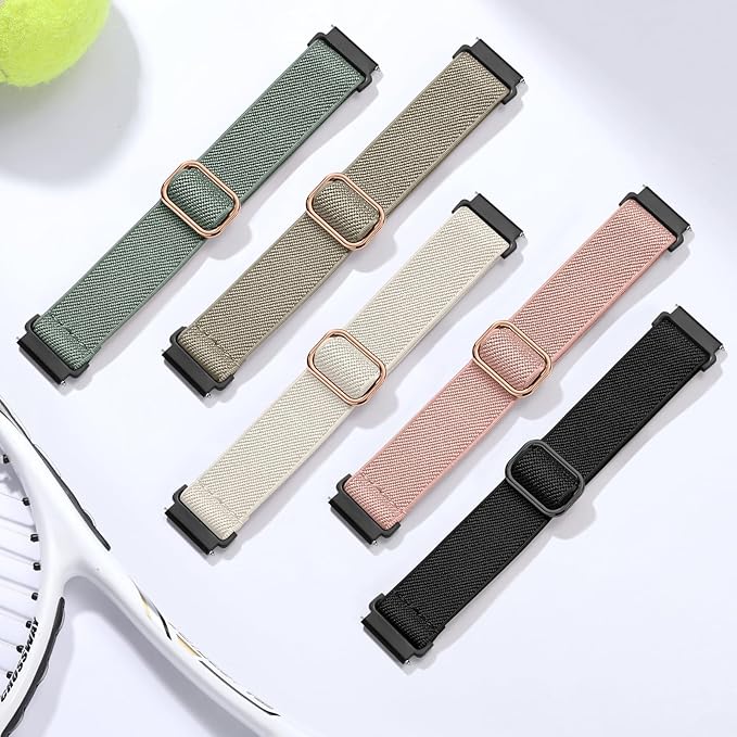 GEAK 20mm Quick Release Replacement Wristband Compatible with Garmin Vivoactive 6 / Vivoactive 3 /Vivoactive 5 Watch Band, Adjustable Stretchy Nylon Solo Loop Elastic Straps for Venu/Venu Sq Men Women