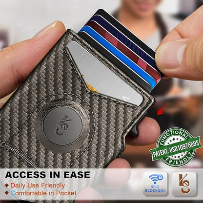 KEMISANT Airtag Wallet Men Gift,Mens Slim Front Pocket Wallet Money Clip Standard or Apple Airtag Use 3.8"×2.8"×0.9"