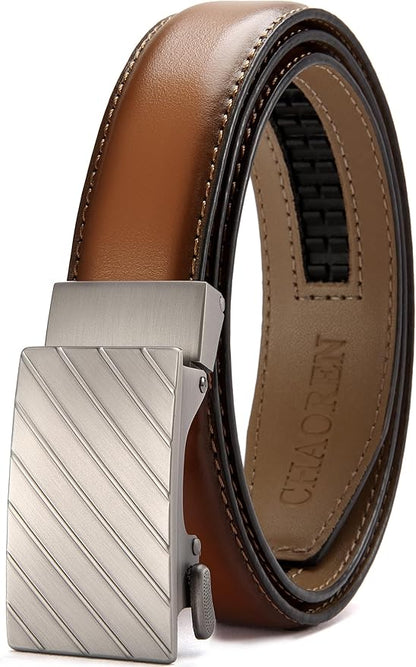 CHAOREN Mens Dress Belt - Mens Ratchet Belt Leather for Dress Pant - Micro Adjustable Belts Fit Everywhere