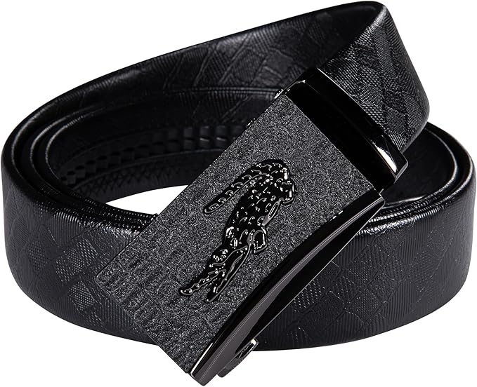 Dubulle Designer Ratchet Belt for Men Leather Fashion Adjustable Automatic Buckle Sliding Removable Dress Casual