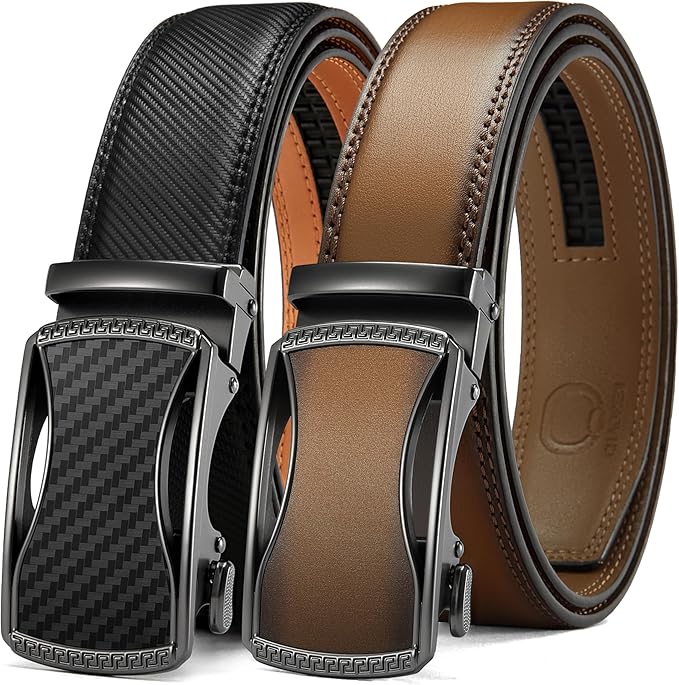 CHAOREN Leather Ratchet Belt Men 2 Pack - Customizable Fit, Effortless Style (35mm)