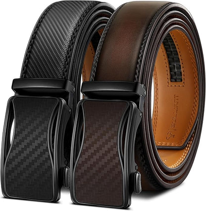 BULLIANT Men Belts 2 Pack,Ratchet Sliding Belt Adjustable For Gift Mens Dress Casual 1 3/8",Cut for Fit