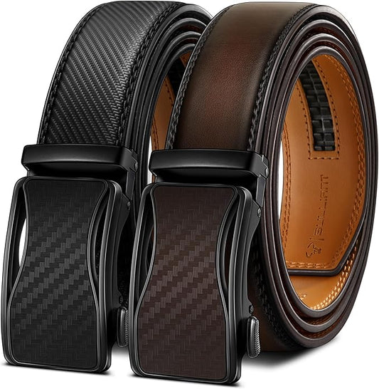 BULLIANT Men Belts 2 Pack,Ratchet Sliding Belt Adjustable For Gift Mens Dress Casual 1 3/8",Cut for Fit