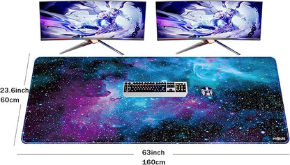 Mydours 63 x 24 inches Gaming Mouse Pad, Extra Large XXL Full Desk Pad, Smooth Fabric & Non-Slip Rubber Mouse Mat, Extended Desk Mat for Gaming, Office and Working (Universe)
