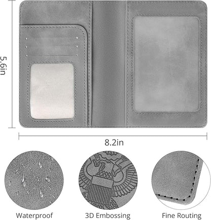 Passport Holder for Travel Essentials,RFID Blocking Passport Cover Wallet Card Case for Women and Men (Gray)