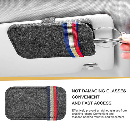 Pack-1 Car Visor Sunglasses Bag, 6.1" x 3.62" Soft Scratch-resistant Felt Multi-function Card Pen Invoice Storage Bag, Portable One-hand Access Pocket Organizer, Universal for Cars (Gray)