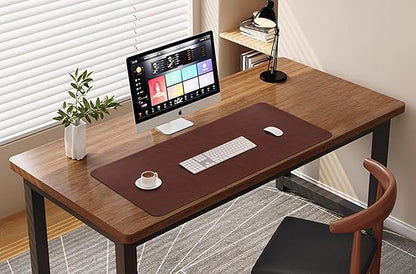 Leather Desk Mat, 31.5"x15.7" Non-Slip PU Leather Desk Pad, Thick Desk Blotter with Stitched Edge, Retro Large Mouse Pad, Laptop Pad for Office & Home Use (Brown)