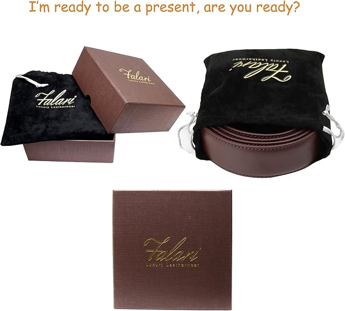 Falari Men Genuine Leather Casual Dress Belt With Single Prong Buckle, Classic Style Belt