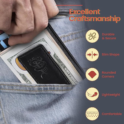 BULL GUARD Magnetic Money Clip Men's Wallet Crafted from Genuine Leather, Slim Front Pocket Minimalist Card Case RFID Secure | Magnetic Money Clip, Slim, Front Pocket, Minimalist, Card Case