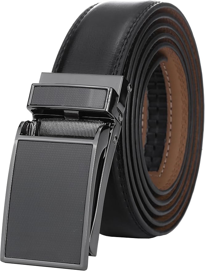 Marino Avenue Ratchet Belt for Men. Adjustable Leather Dress Belt with 38 Easy to Click Into Place Ratchet Closures.