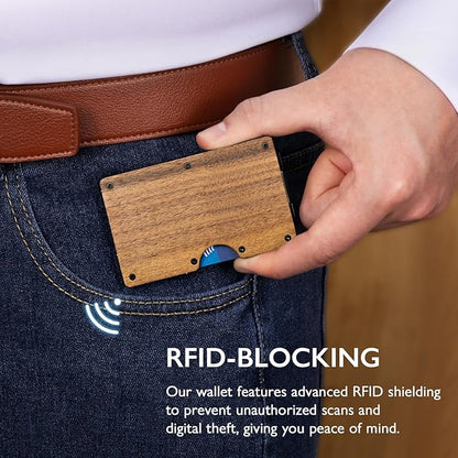 RUNBOX Slim Wallet for Men - RFID Blocking Metal Card Holder with Money Clip,Minimalist Thin Front Pocket Wallet, Holds 15 Cards,Gifts for Men,Men's Accessories